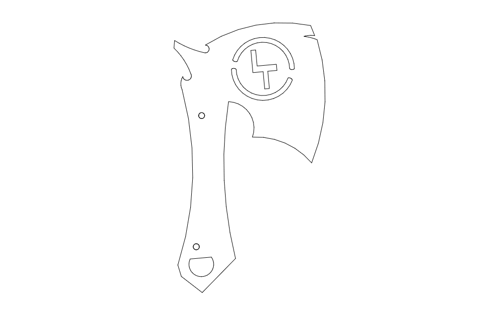 طرح تبر جنگی lt مناسب برای استفاده در دستگاه های cnc چوب و cnc لیزر - lt battle axe dxf file
