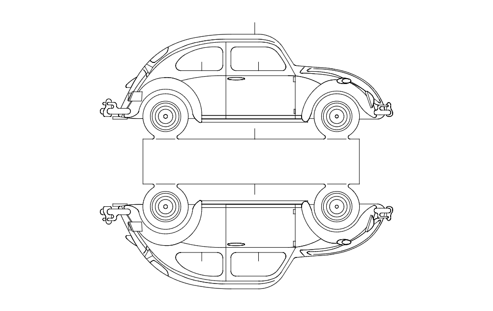 طرح مربوط به vw 5 مناسب برای استفاده در دستگاه های cnc چوب و cnc لیزر - vw 5 dxf file