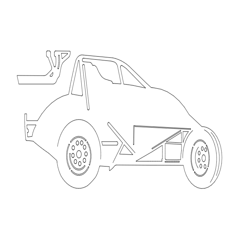 طرح ماشین مسابقه شماره ۲ مناسب برای استفاده در دستگاه های cnc چوب و cnc لیزر - sprint car 2 dxf file
