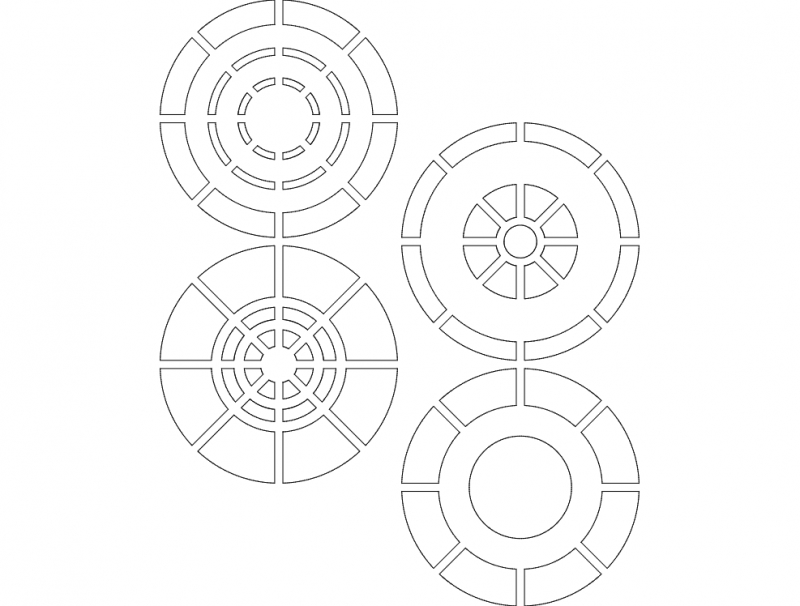 طرح دایره‌ها مناسب برای استفاده در دستگاه های cnc چوب و cnc لیزر - circles dxf file