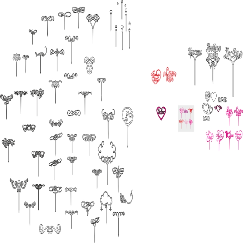 طرح فایل وکتور پک تاپ ولنتاین مناسب برای استفاده در دستگاه های cnc چوب و cnc لیزر - valentine toppers vector pack cdr file