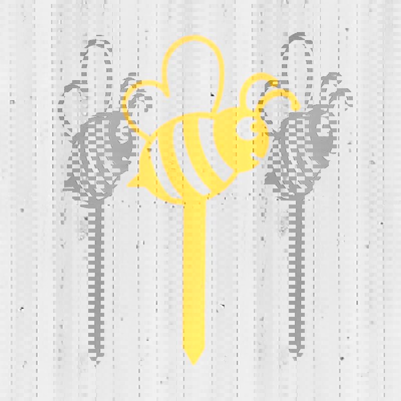 طرح گل زنبور عسل، پایه‌های تزئینی باغ، دکور باغ در فضای باز زنبور عسل، پایه‌های تزئینی حیاط، دکور فضای باز، هنر حیاط زنبور عسل مناسب برای استفاده در دستگاه های cnc چوب و cnc لیزر - laser cut flower bee decorative garden stakes bee outdoor garden decor yard stakes outdoor decor bee yard art