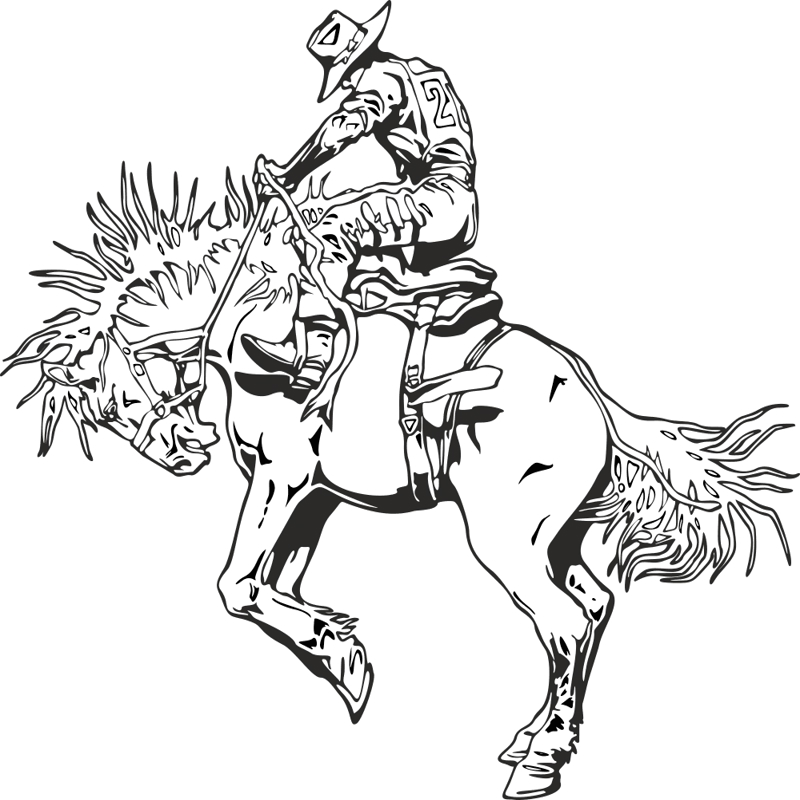 طرح هنر خطی وسترن کابوی سوارکار رودیو مناسب برای استفاده در دستگاه های cnc چوب و cnc لیزر - rodeo rider western cowboy line art cdr file