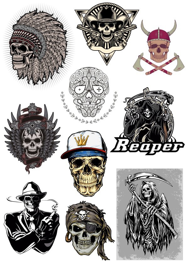 طرح مجموعه وکتور جمجمه رایگان مناسب برای استفاده در دستگاه های cnc چوب و cnc لیزر - free skull vector pack cdr file