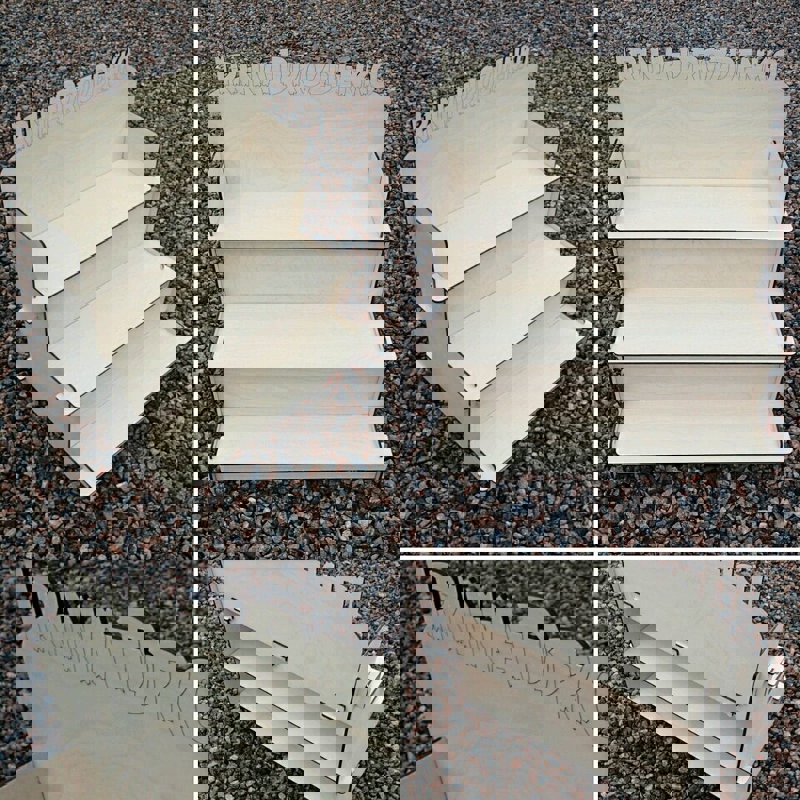 طرح 6 میلی‌متری برای قفسه پله تزئینی مناسب برای استفاده در دستگاه های cnc چوب و cnc لیزر - decorative stair step shelf organizer 6 mm cdr file