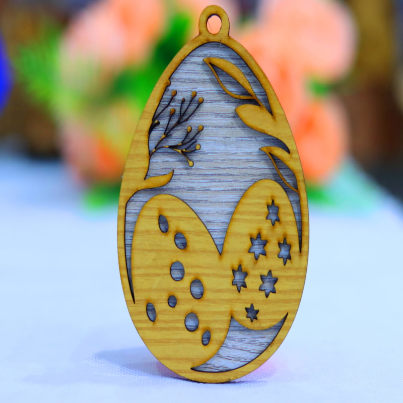 طرح تزیین تخم مرغ عید پاک چوبی مناسب برای استفاده در دستگاه های cnc چوب و cnc لیزر - laser cut wood easter egg ornament cdr file