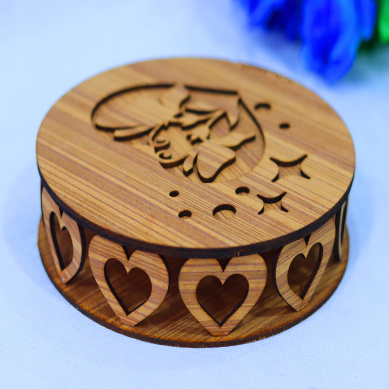 طرح قلب های گرد جعبه 3 میلی متری مناسب برای استفاده در دستگاه های cnc چوب و cnc لیزر - laser cut hearts round box 3mm cdr file