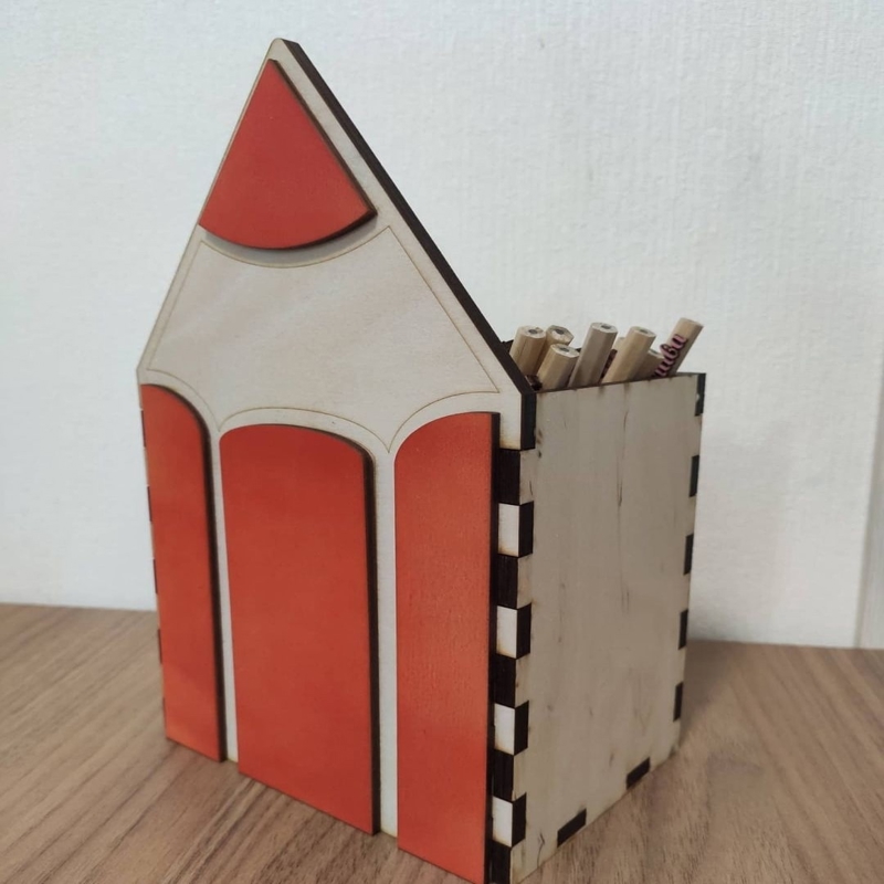 طرح جعبه مدادی مناسب برای استفاده در دستگاه های cnc چوب و cnc لیزر - laser cut pencil shaped box cdr file