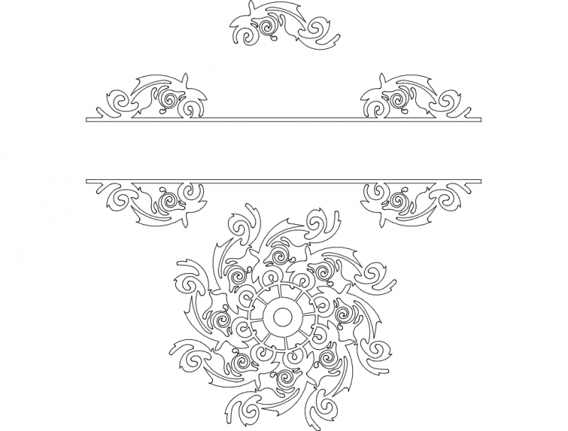 طرح اسکرول مناسب برای استفاده در دستگاه های cnc چوب و cnc لیزر - scroll design dxf file