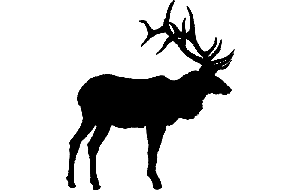 طرح گوزن نر بزرگ مناسب برای استفاده در دستگاه های cnc چوب و cnc لیزر - large bull elk dxf file