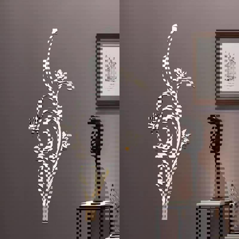طرح آینه طرح گل سه بعدی طرح انگور، برچسب دیواری اکریلیک، آینه دکوراتیو مناسب برای استفاده در دستگاه های cnc چوب و cnc لیزر - laser cut 3d flower vine mirror acrylic wall sticker mirror home decor