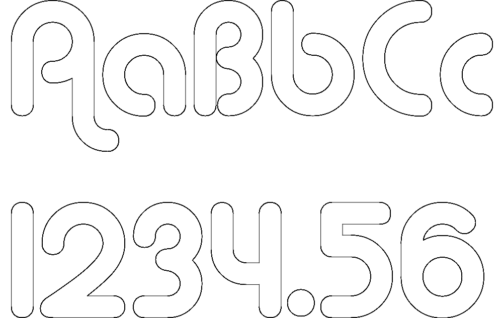 طرح حروف و اعداد مناسب برای استفاده در دستگاه های cnc چوب و cnc لیزر - letters and numbers dxf file