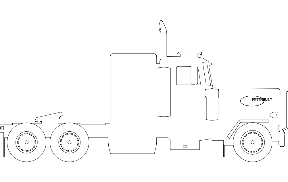 طرح سیلوئت کامیون پیتربیلت مناسب برای استفاده در دستگاه های cnc چوب و cnc لیزر - silhouette of peterbilt truck dxf file