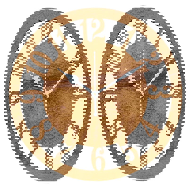 طرح ساعت دیواری چوبی شیک مناسب برای استفاده در دستگاه های cnc چوب و cnc لیزر - laser cut stylish wooden wall clock