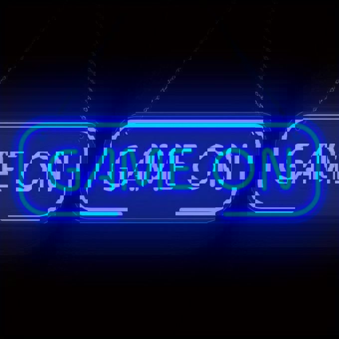 طرح بازی روی تابلو نئون، دکور اتاق بازی مناسب برای استفاده در دستگاه های cnc چوب و cnc لیزر - laser cut game on neon sign gaming room decor