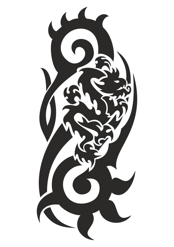 طرح وکتور اژدها سیاه و سفید مناسب برای استفاده در دستگاه های cnc چوب و cnc لیزر - dragon black and white vector cdr file