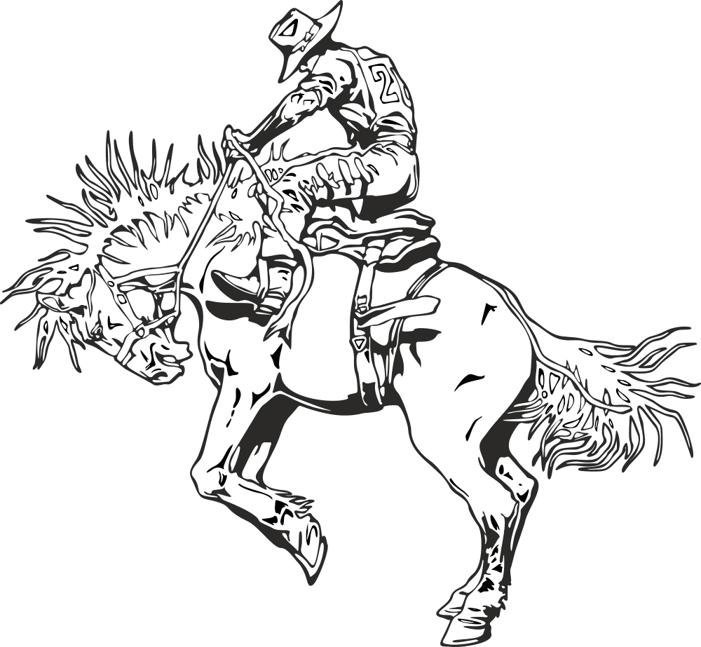 طرح هنر خطی وسترن کابوی سوارکار رودیو مناسب برای استفاده در دستگاه های cnc چوب و cnc لیزر - rodeo rider western cowboy line art cdr file