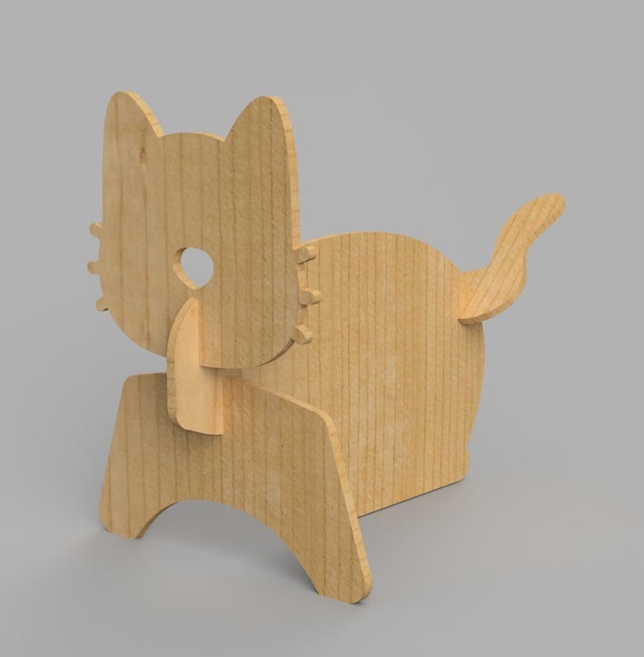 طرح مخصوص دکور چوبی مناسب برای استفاده در دستگاه های cnc چوب و cnc لیزر - laser cut wooden cat decor dxf file