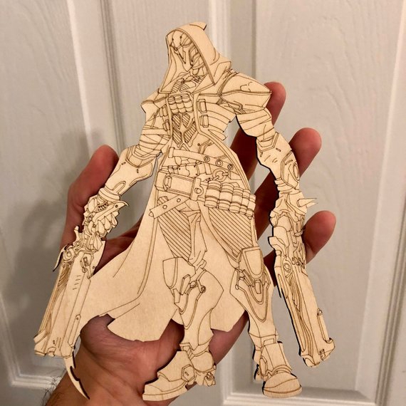 طرح اکشن فیگور اورواچ طرح فیگما مناسب برای استفاده در دستگاه های cnc چوب و cnc لیزر - laser cut overwatch reaper figma action figure cdr file