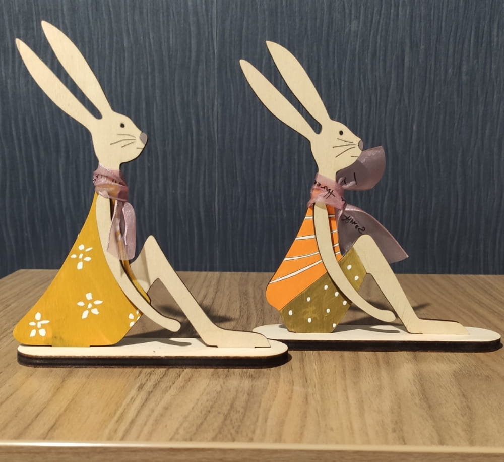طرح کوتوله خرگوش مناسب برای استفاده در دستگاه های cnc چوب و cnc لیزر - laser cut bunny gnomes cdr file