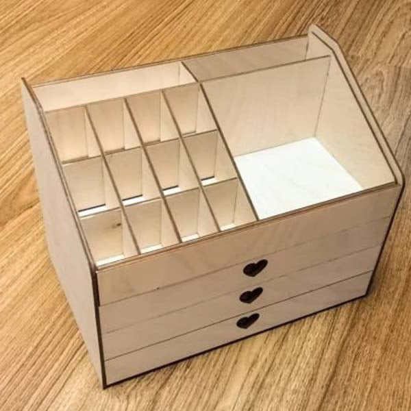 طرح میز تحریر با کشو و مناسب برای استفاده در دستگاه های cnc چوب و cnc لیزر - laser cut desk storage organizer with drawer cdr file