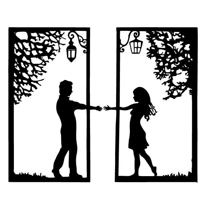 طرح برچسب پنجره دوجداره مناسب برای استفاده در دستگاه های cnc چوب و cnc لیزر - couple window decal dxf file