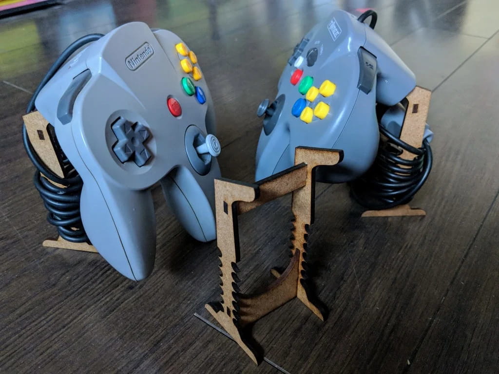 طرح پایه کنترلر n64 مناسب برای استفاده در دستگاه های cnc چوب و cnc لیزر - laser cut n64 controller stand cdr file