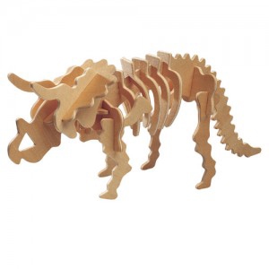 طرح پازل سه بعدی تریسراتوپس مناسب برای استفاده در دستگاه های cnc چوب و cnc لیزر - triceratops 3d puzzle dxf file