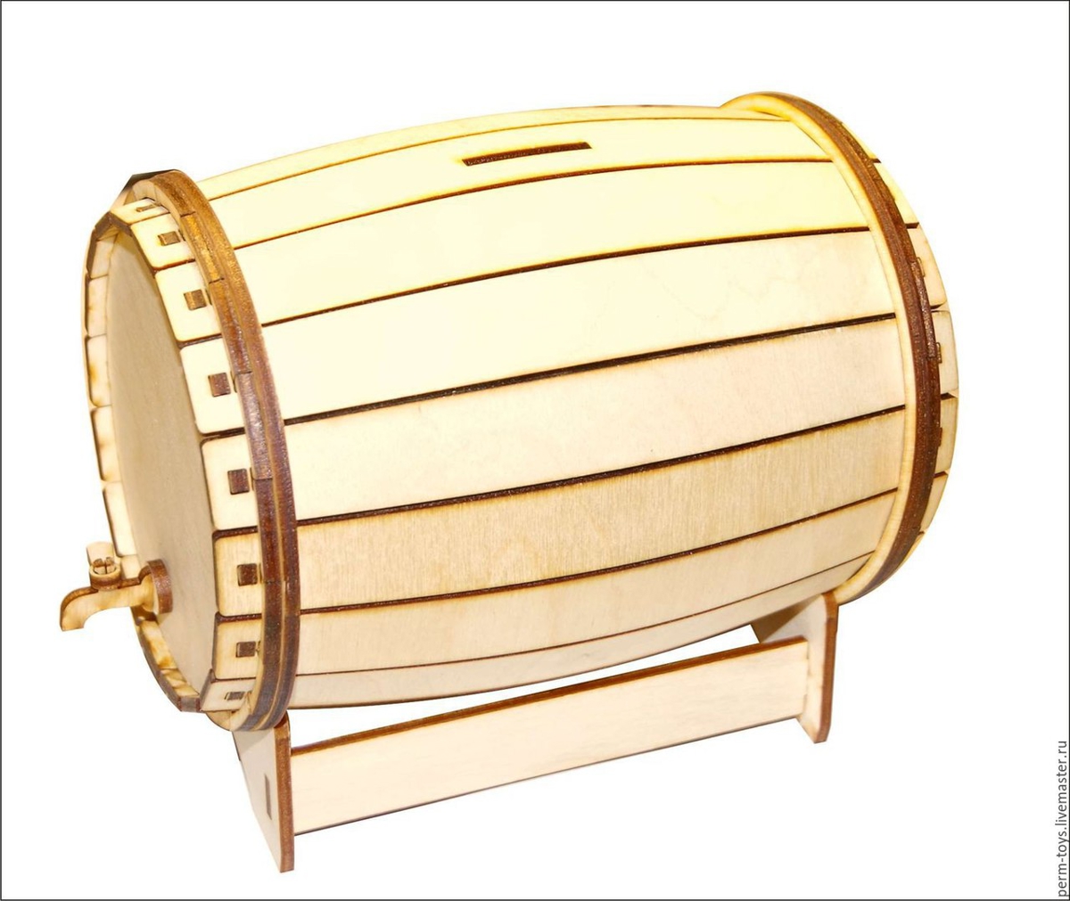 طرح قلک به شکل بشکه مناسب برای استفاده در دستگاه های cnc چوب و cnc لیزر - laser cut barrel shaped piggy bank cdr file