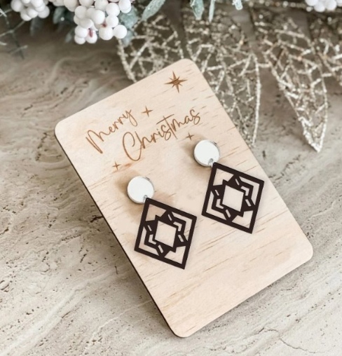 طرح گوشواره آویزدار مناسب برای استفاده در دستگاه های cnc چوب و cnc لیزر - laser cut drop earrings template cdr file