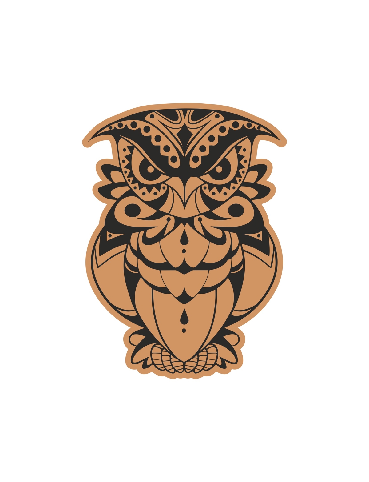 طرح پرنده خشمگین جغد تزئینی مناسب برای استفاده در دستگاه های cnc چوب و cnc لیزر - decorative angry bird owl laser cut engraving template cdr file