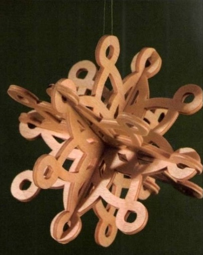 طرح سه بعدی تزیینات چوبی دانه برف مناسب برای استفاده در دستگاه های cnc چوب و cnc لیزر - laser cut 3d wooden snowflake ornaments cdr file