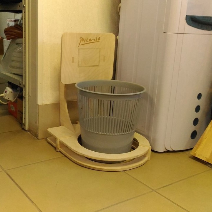 طرح سطل زباله حلقه بسکتبال مناسب برای استفاده در دستگاه های cnc چوب و cnc لیزر - laser cut trash can basketball hoop cdr file