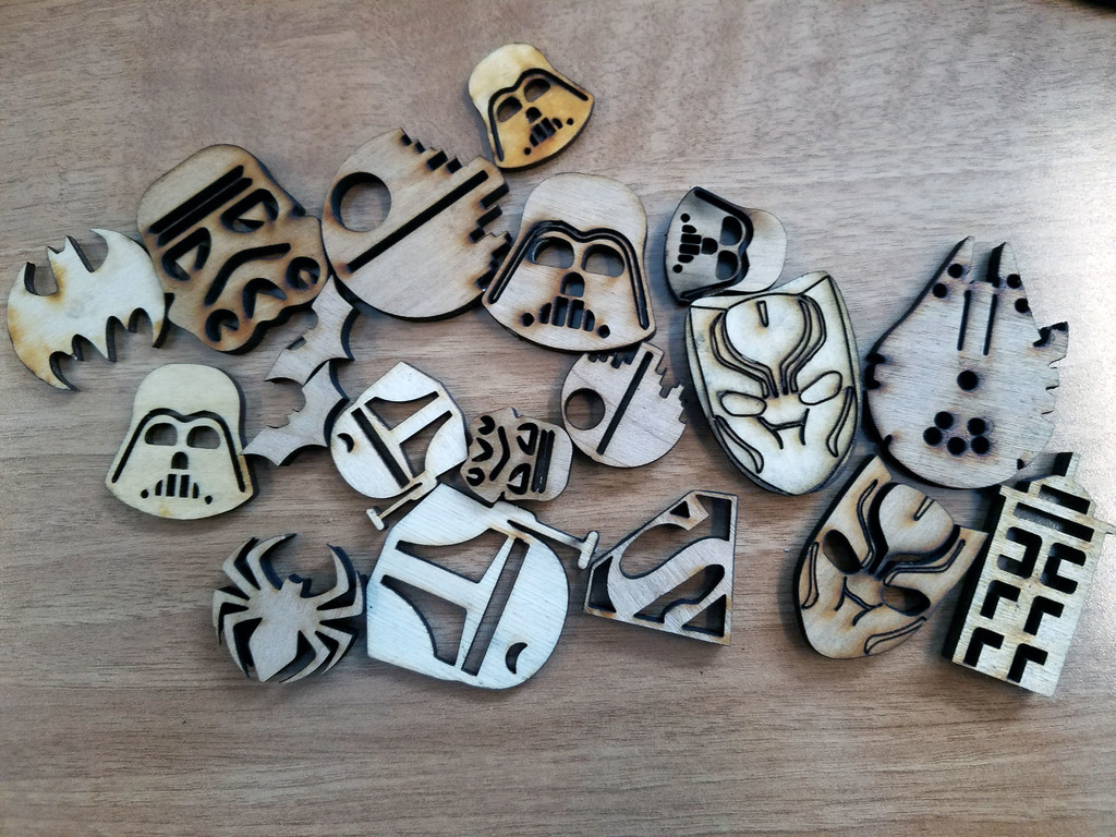 طرح و توکن های فرهنگ عامه مناسب برای استفاده در دستگاه های cnc چوب و cnc لیزر - laser cut pop culture tokens svg file