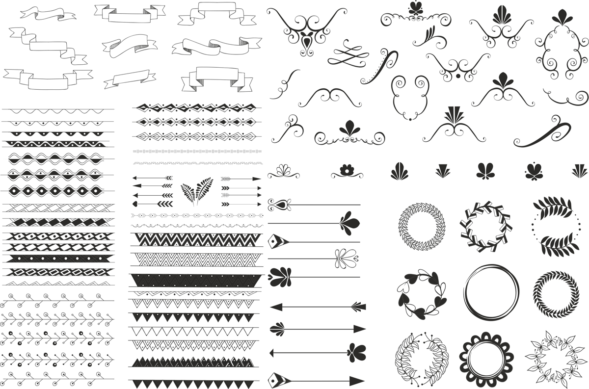 طرح زیور آلات دست ساز مناسب برای استفاده در دستگاه های cnc چوب و cnc لیزر - handdrawn ornaments cdr file