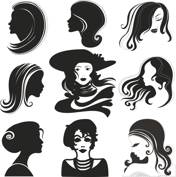 طرح سیلوئت مدل‌های زنانه مناسب برای استفاده در دستگاه های cnc چوب و cnc لیزر - female models silhouettes cdr file