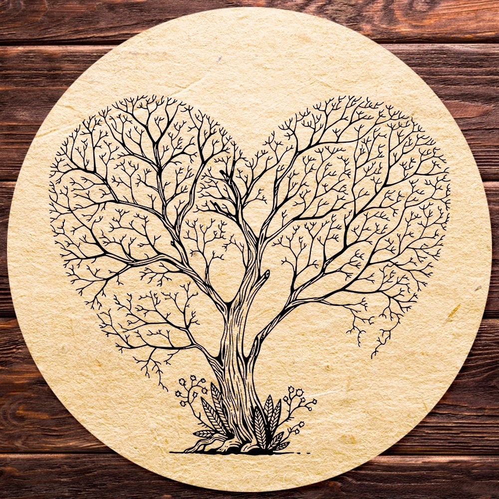 طرح حکاکی لیزری درخت به شکل قلب مناسب برای استفاده در دستگاه های cnc چوب و cnc لیزر - laser engraving heart shaped tree cdr file