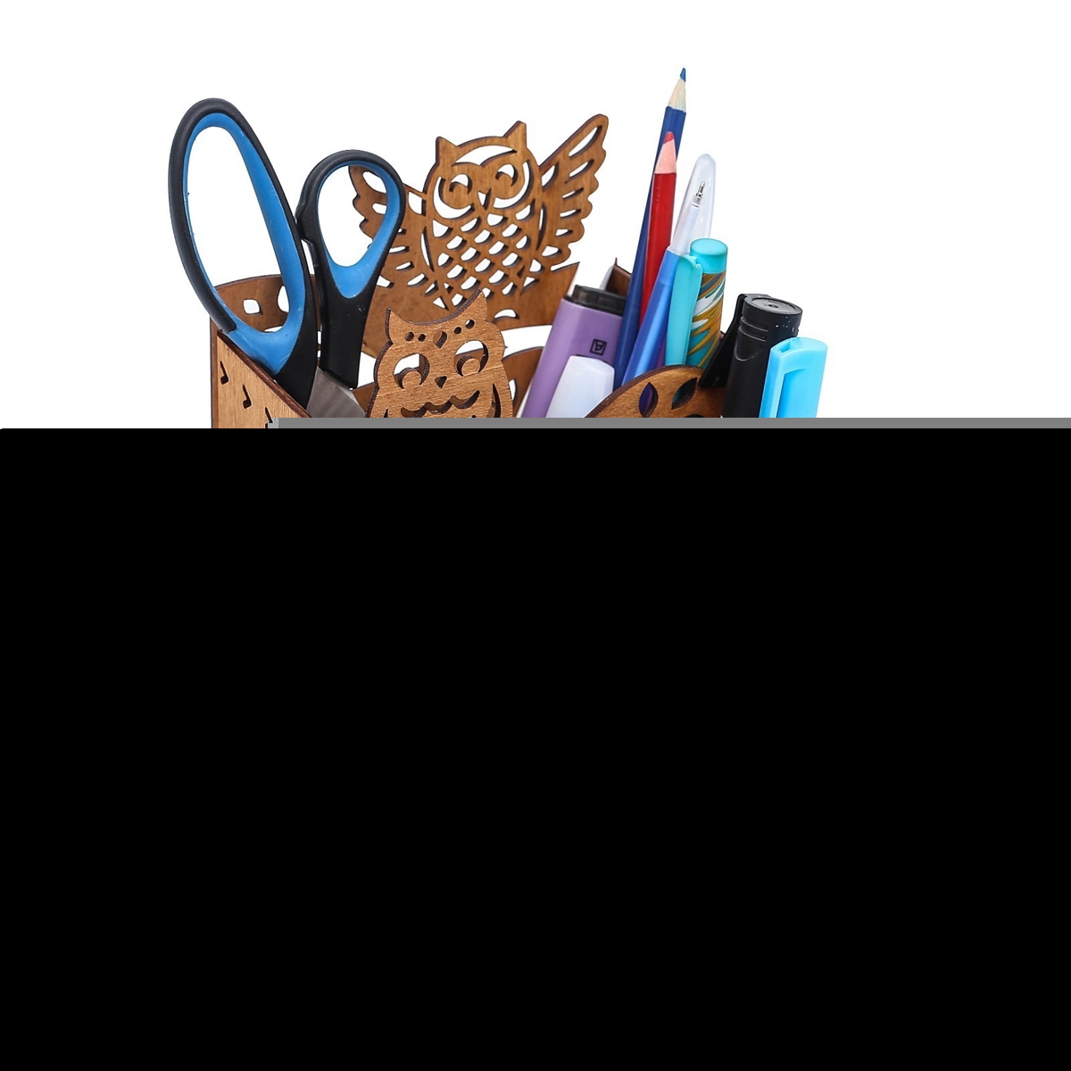 طرح جا کتابی چوبی طرح جغد مناسب برای استفاده در دستگاه های cnc چوب و cnc لیزر - laser cut owl wooden desktop organizer office supplies storage rack cdr file