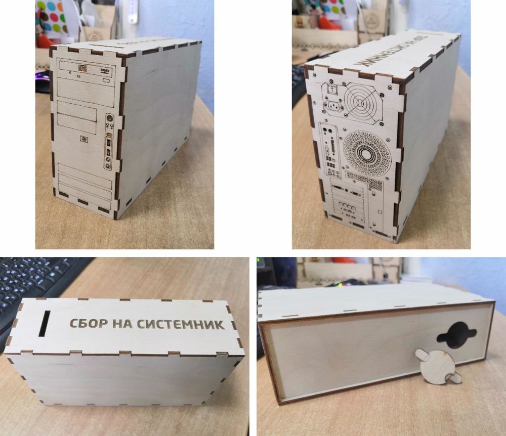 طرح قلک کامپیوتری با ضخامت 3 میلی‌متر مناسب برای استفاده در دستگاه های cnc چوب و cnc لیزر - laser cut computer shape piggy bank 3mm cdr file
