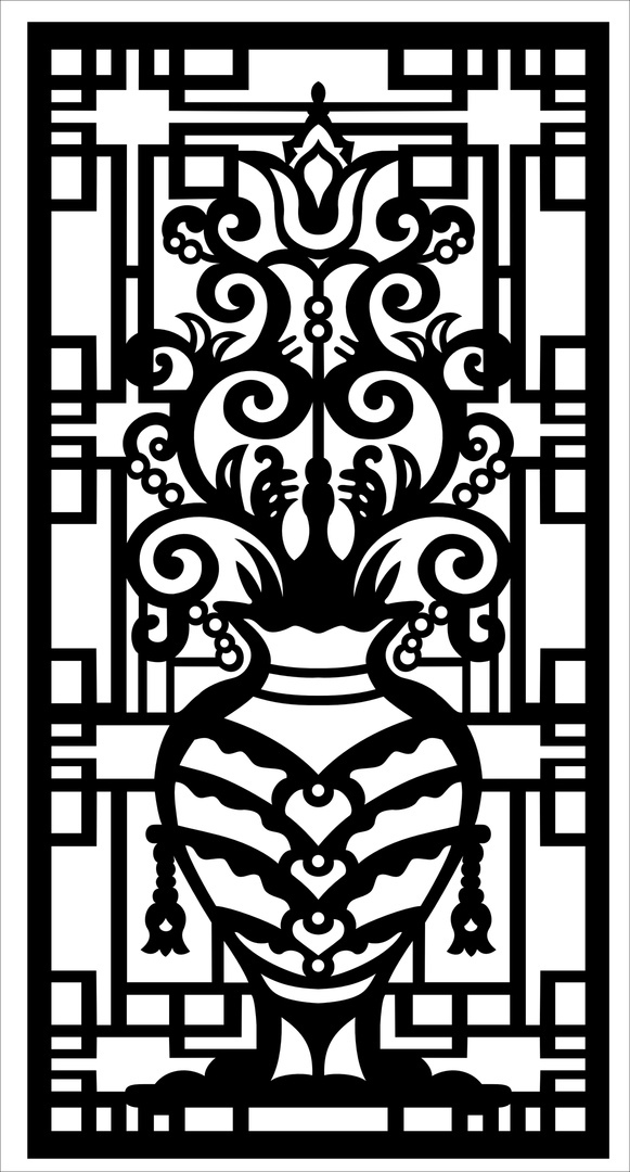 طرح الگوی صفحه نمایش تزئینی، مناسب برای استفاده در دستگاه های cnc چوب و cnc لیزر - decorative screen laser cutting pattern svg file