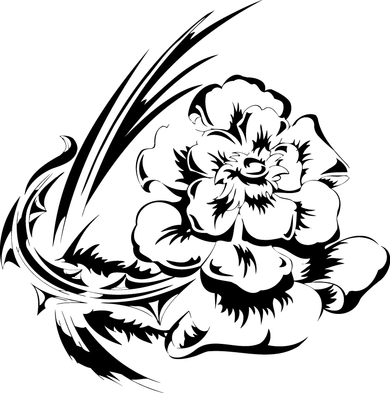 طرح وکتور طرح خالکوبی گل مناسب برای استفاده در دستگاه های cnc چوب و cnc لیزر - flowers vector illustration tattoo design ai file