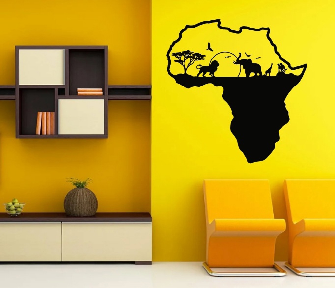 طرح دیوار آفریقا مناسب برای استفاده در دستگاه های cnc چوب و cnc لیزر - laser cut africa wall decor dxf file