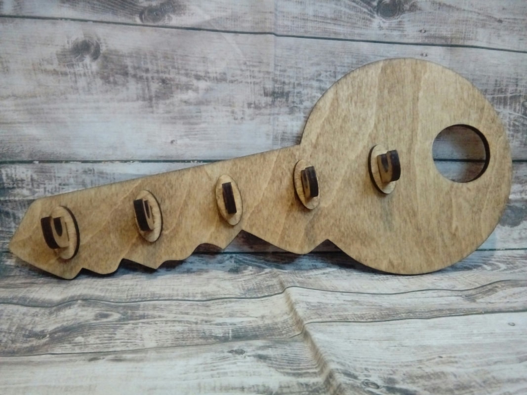 طرح جاکلیدی دیواری به شکل کلید مناسب برای استفاده در دستگاه های cnc چوب و cnc لیزر - laser cut key shaped wall key hanger cdr file