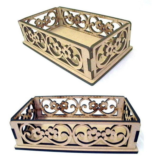 طرح سبد چوبی تزئینی مناسب برای استفاده در دستگاه های cnc چوب و cnc لیزر - laser cut decorative wooden basket dxf file