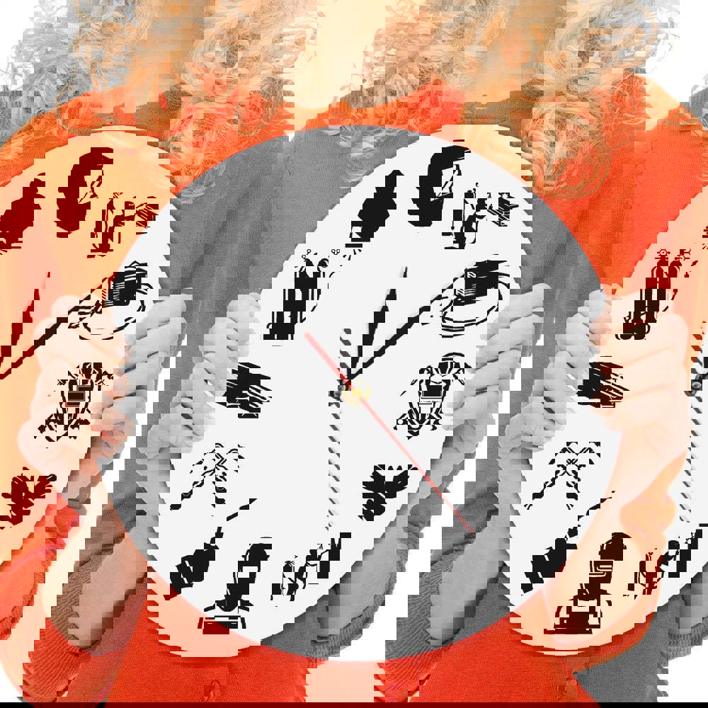 طرح ساعت دیواری جوشکاری طرح ساعت دیواری مدرن مناسب برای استفاده در دستگاه های cnc چوب و cnc لیزر - laser cut welding wall clock welder silhouette modern wall clock cdr file