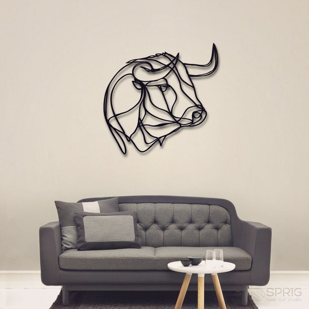 طرح تزیین دیوار گاومیش مناسب برای استفاده در دستگاه های cnc چوب و cnc لیزر - laser cut buffalo bull wall decor cdr file