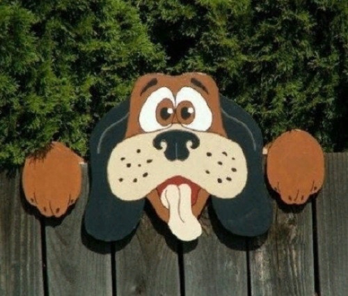 طرح فنس چوبی سگ مناسب برای استفاده در دستگاه های cnc چوب و cnc لیزر - laser cut wooden dog fence peeker cdr file