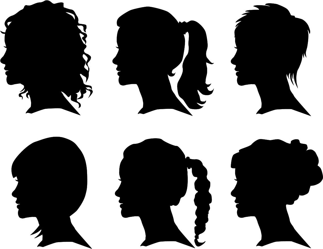 طرح فایل وکتور لایه باز زن خلاق و جذاب . مناسب برای استفاده در دستگاه های cnc چوب و cnc لیزر - creative woman silhouettes vector set eps file