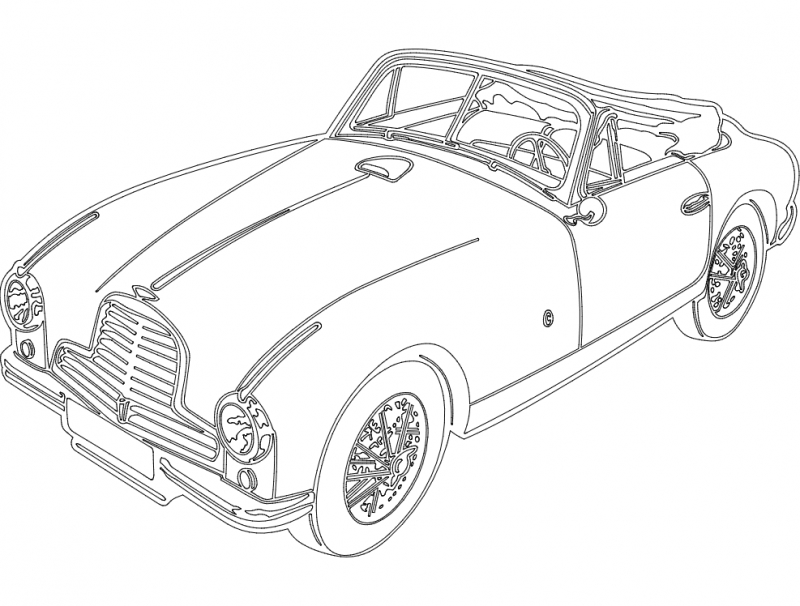 طرح ماشین آستون مناسب برای استفاده در دستگاه های cnc چوب و cnc لیزر - aston car dxf file