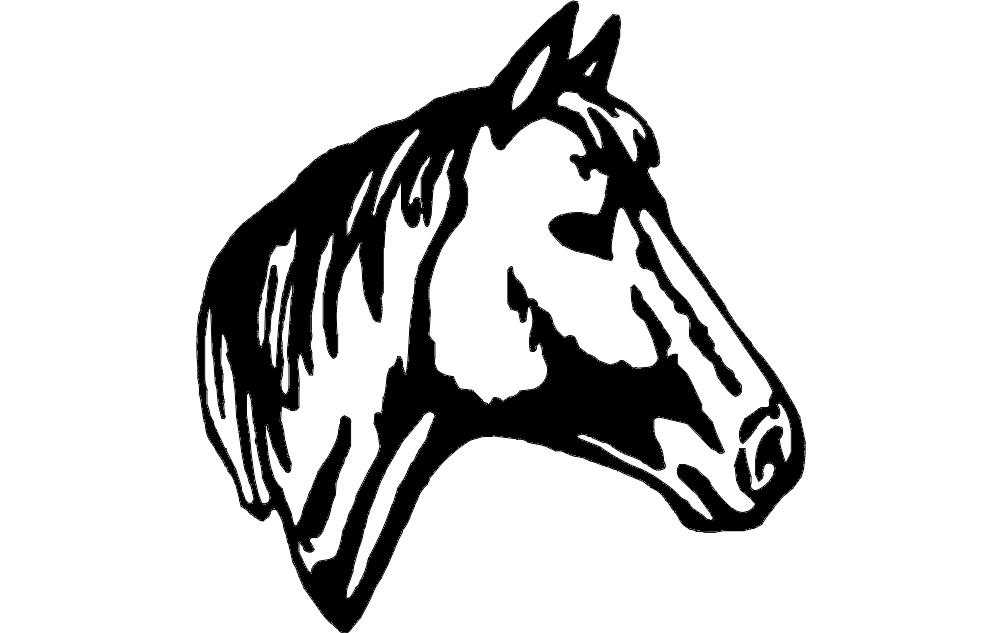 طرح سر اسب شماره ۲ مناسب برای استفاده در دستگاه های cnc چوب و cnc لیزر - horse head 2 dxf file